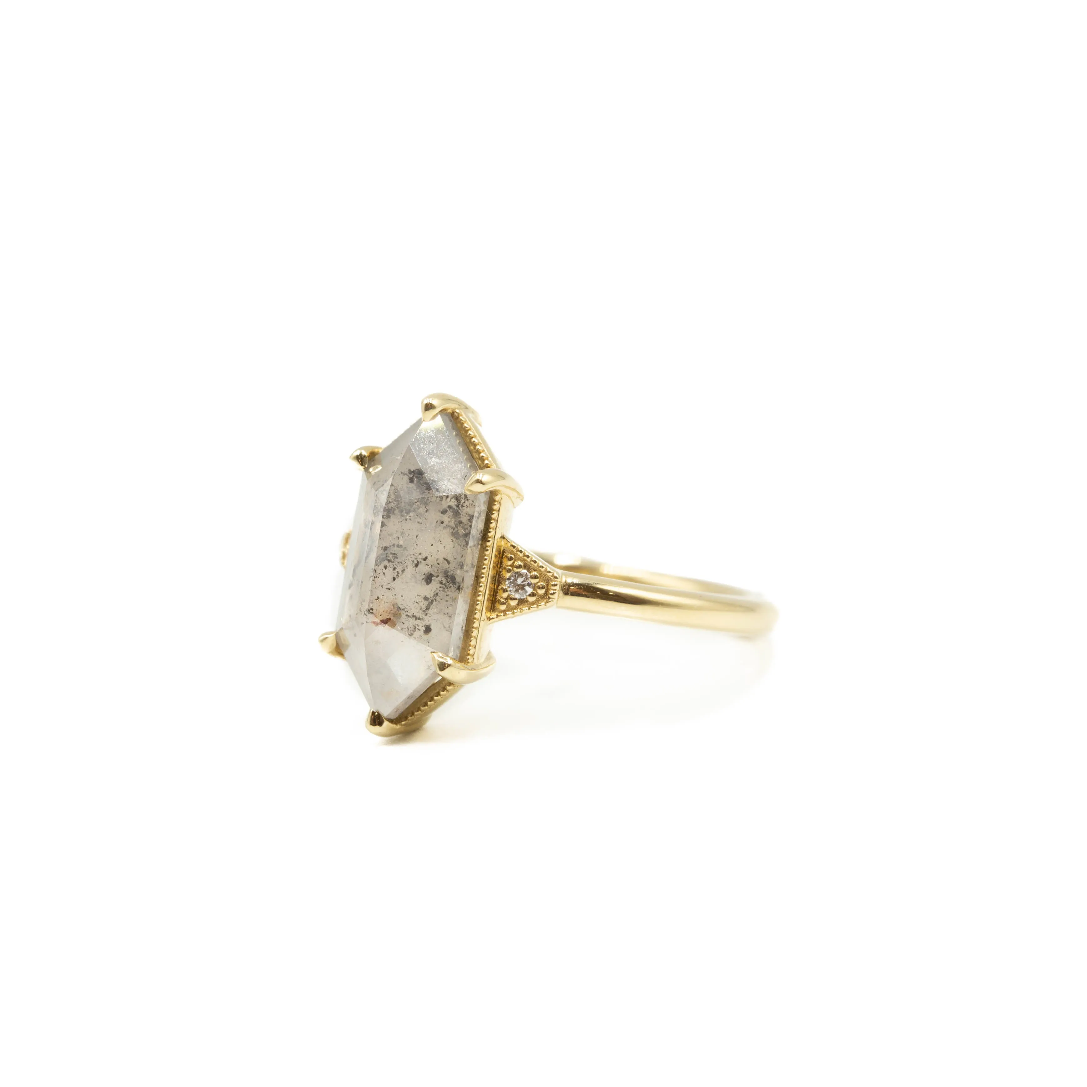 3.29ct Elongated Hex-Shaped "Niko" Diamond Ring