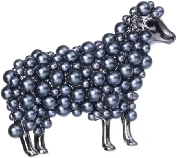 3.9 * 4.6cm Pearl Sheep Brooches For Women Unisex Animal Party Casual Brooch Pins