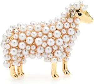 3.9 * 4.6cm Pearl Sheep Brooches For Women Unisex Animal Party Casual Brooch Pins