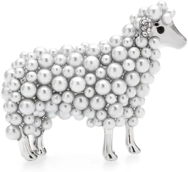 3.9 * 4.6cm Pearl Sheep Brooches For Women Unisex Animal Party Casual Brooch Pins