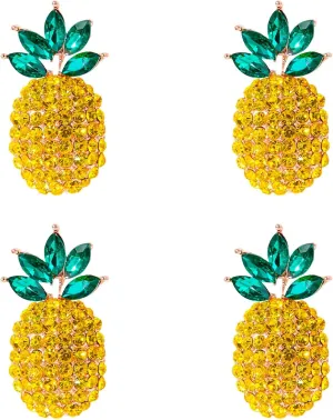 4PCS Crystal Pineapple Pin Brooch for Women Retro Pineapple Rhinestone Brooch Alloy Boutonniere Wedding Bridal Banquet Clothing Decorative (Yellow)