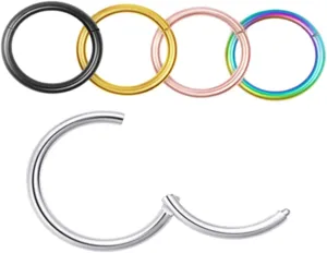 5Pcs Stainless Steel Nose Rings Body Piercing Jewelry Hoops Steel Rainbow for Comfortable Wear and Fashionable Nose Decorations