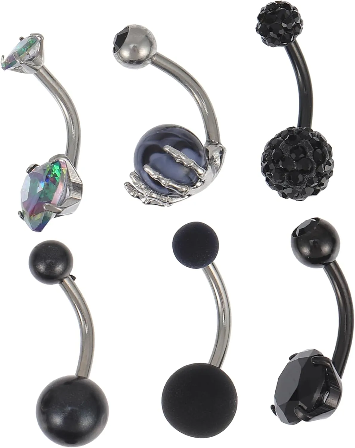 6 Pc Set Navel Rings Steel Belly Button Rings Dainty Navel Jewelry Charming Belly Piercings