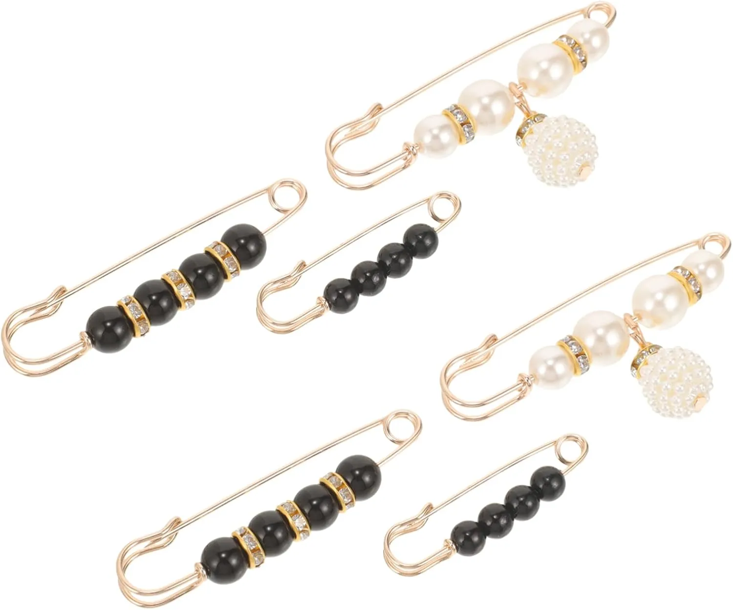 6Pcs Faux Pearl Brooch Pins for Waist Tightening Elegant Safety Clips for Pants Shawls Durable Fashion Accessory for Quick Adjustments