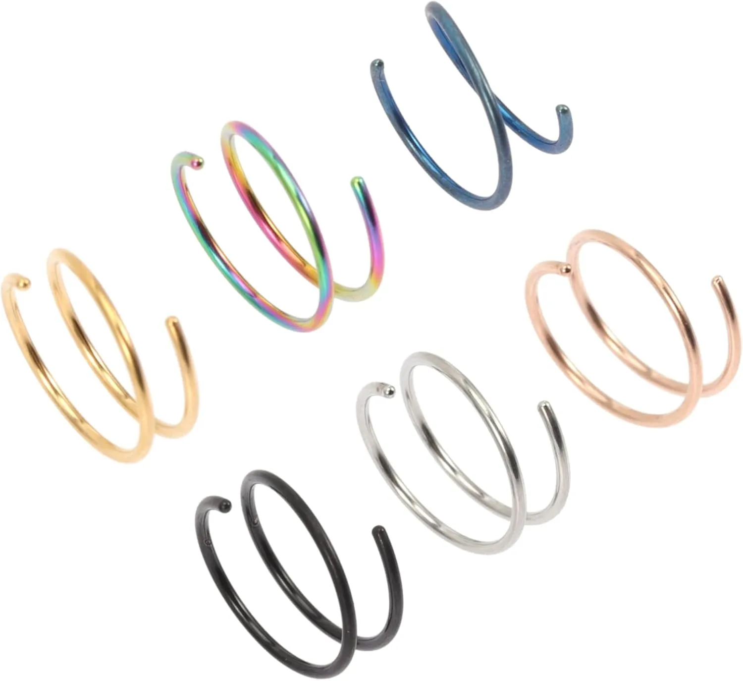 6Pcs Spiral Nose Ring Hoops for Women Stainless Steel Nose Jewelry Steel and Comfortable and Creative Nose Hoops