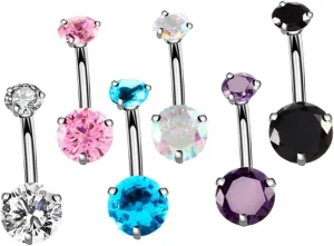 6pcs Zircon Navel Rings for Women Navel Belly Button Piercing Jewelry Skin Friendly Stainless Steel Rings for Special Occasions