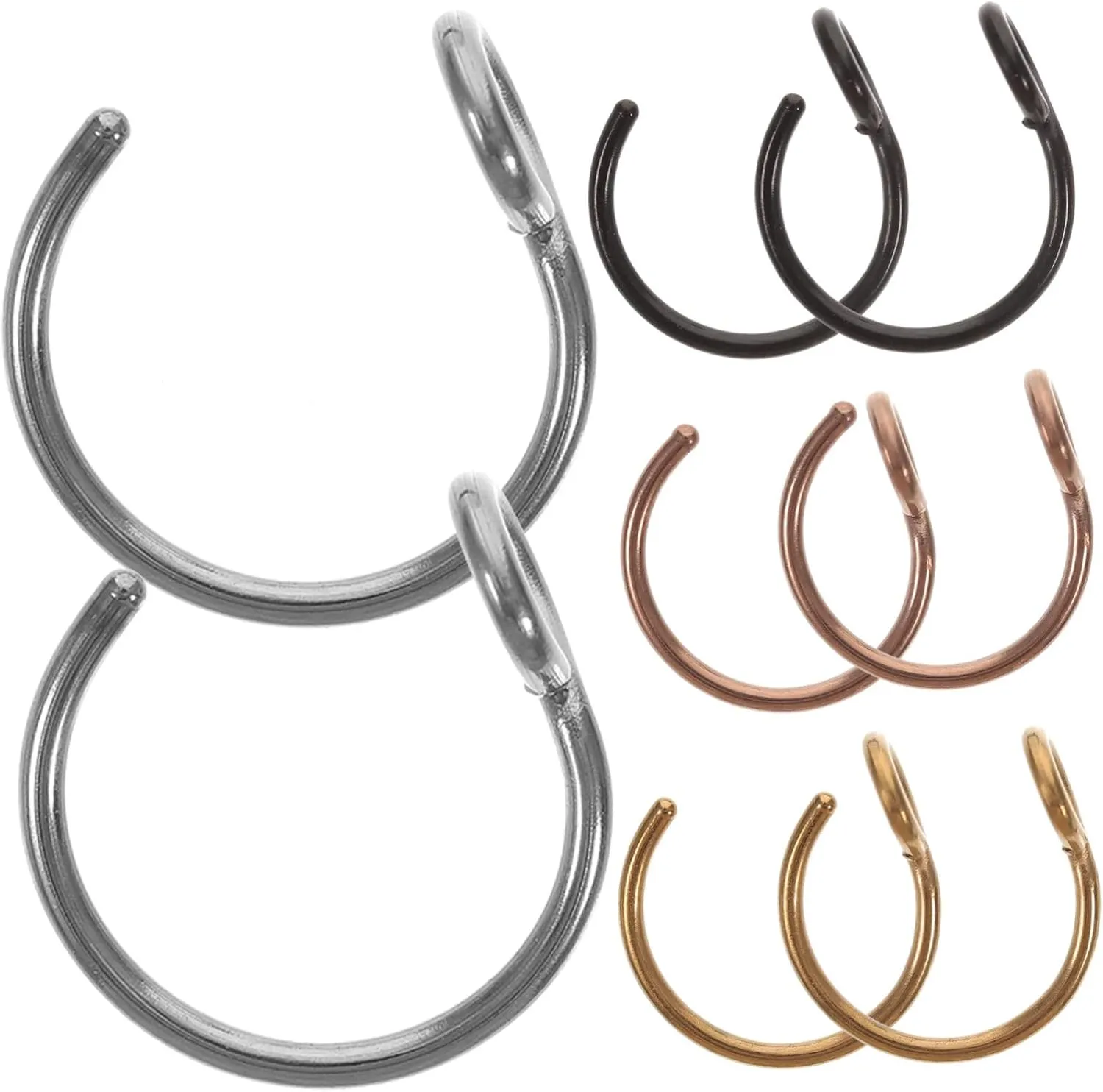 8pcs Nose Non-piercing Jewelry and Hoops for Comfortable Wear for All Nose