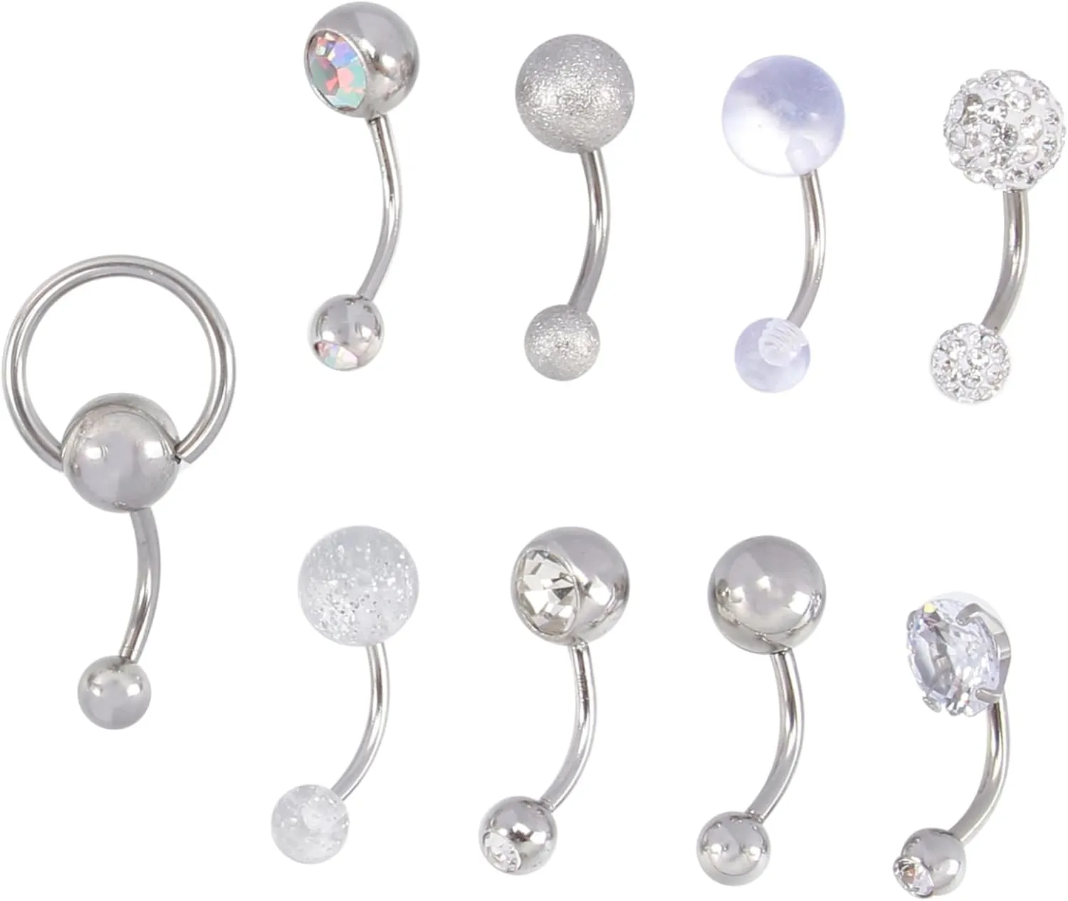 9 Pcs Navel Nail Set Belly Rings Button Piercing Decoration Navel Ring Acrylic