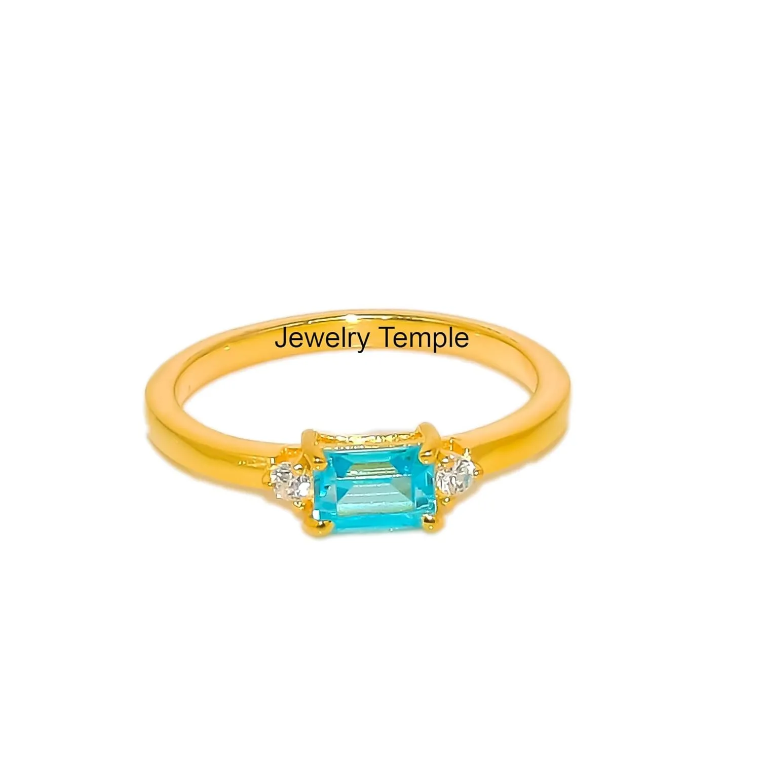 925 Solid Silver Band | Blue Topaz Gemstone Stacking Stackable Statement Rings For Men & Women | Midi Radiant Ring | Best Gifts For Christmas (925 Silver, 7)