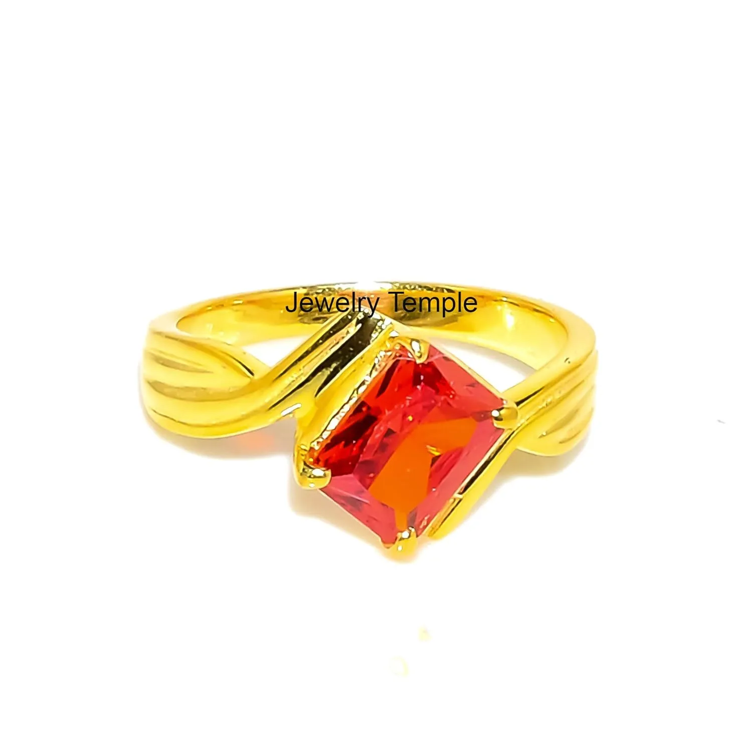 925 Solid Silver Band | Orange Topaz Gemstone Stacking Stackable Ring For Men & Women | Statement Prong Rings | Best Gift For Christmas (925 Silver, 9)