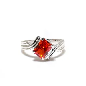 925 Solid Silver Band | Orange Topaz Gemstone Stacking Stackable Ring For Men & Women | Statement Prong Rings | Best Gift For Christmas (925 Silver, 9)