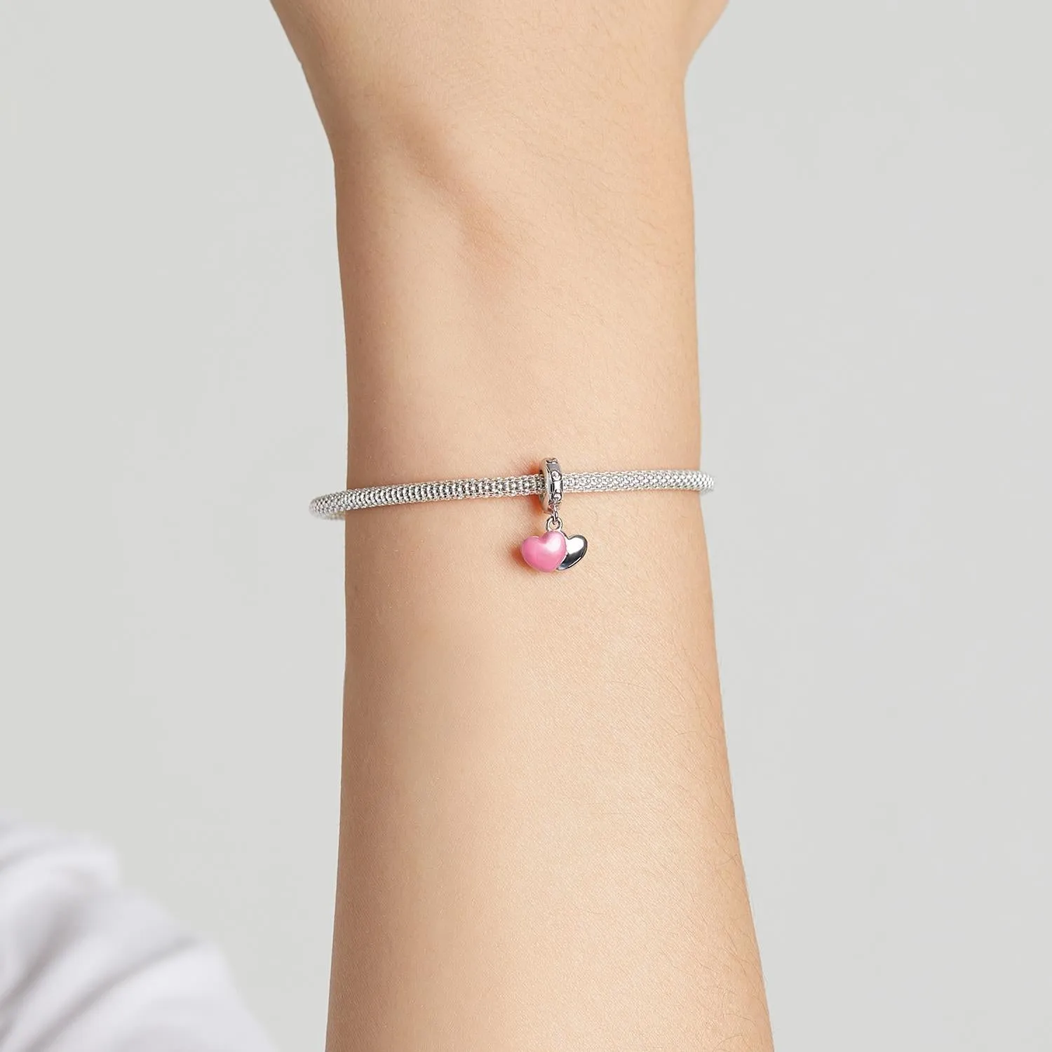 925 Sterling Silver Double Love Pendant For Bracelet Or Necklace