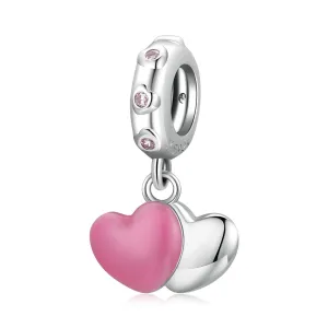 925 Sterling Silver Double Love Pendant For Bracelet Or Necklace
