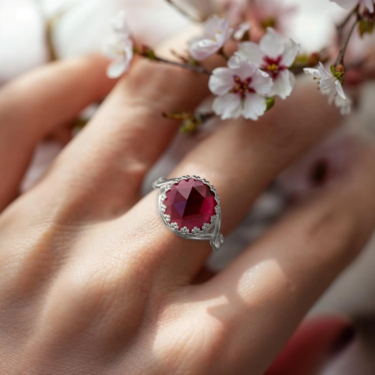 925 Sterling Silver Garnet Rings for Women - Anniversary Rings for Women - Sterling Silver Rings for Women - Dainty Sterling Silver Rings - Sterling Silver Garnet Ring - Anniversary Bands