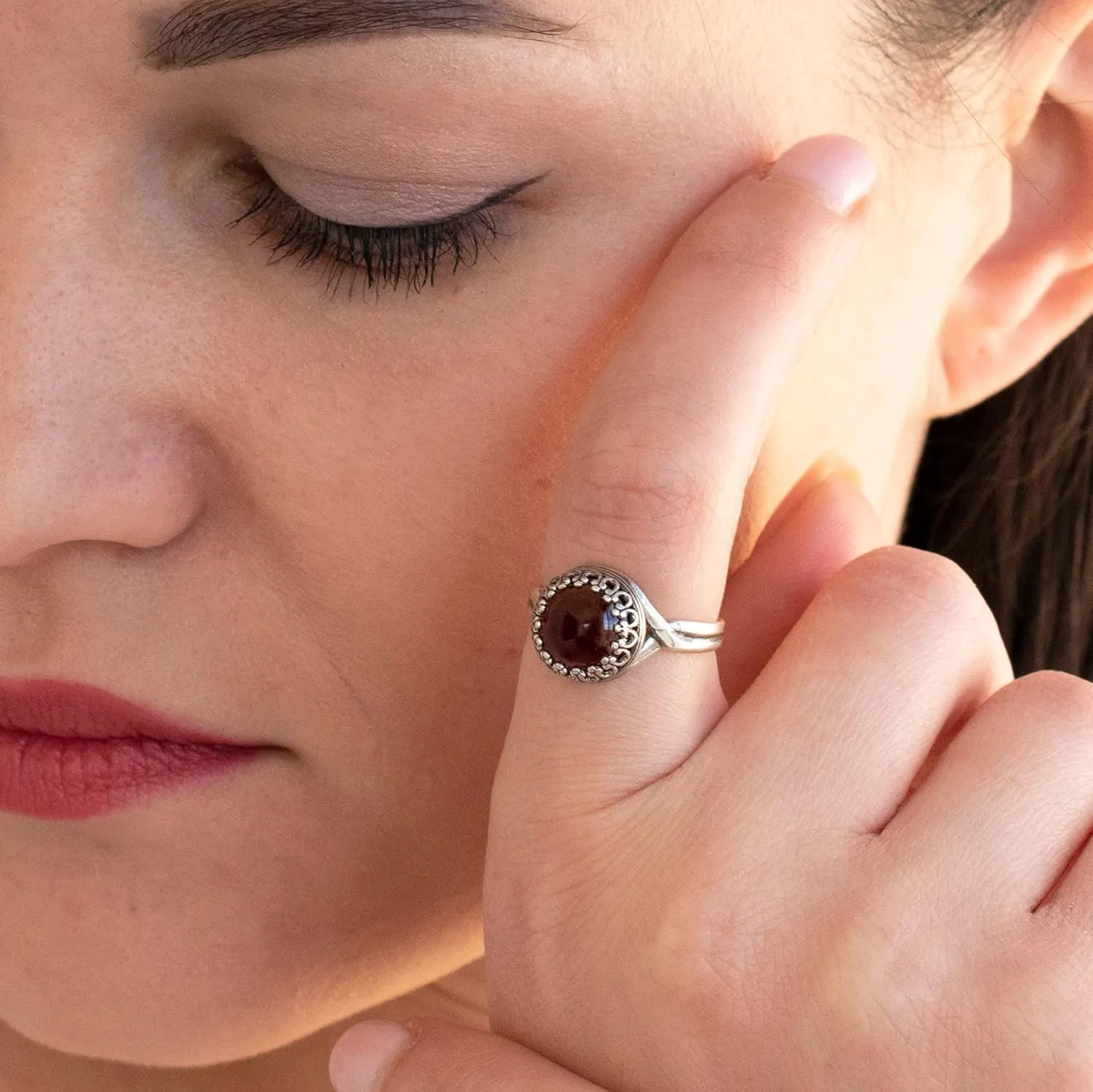 925 Sterling Silver Garnet Rings for Women - Anniversary Rings for Women - Sterling Silver Rings for Women - Dainty Sterling Silver Rings - Sterling Silver Garnet Ring - Anniversary Bands