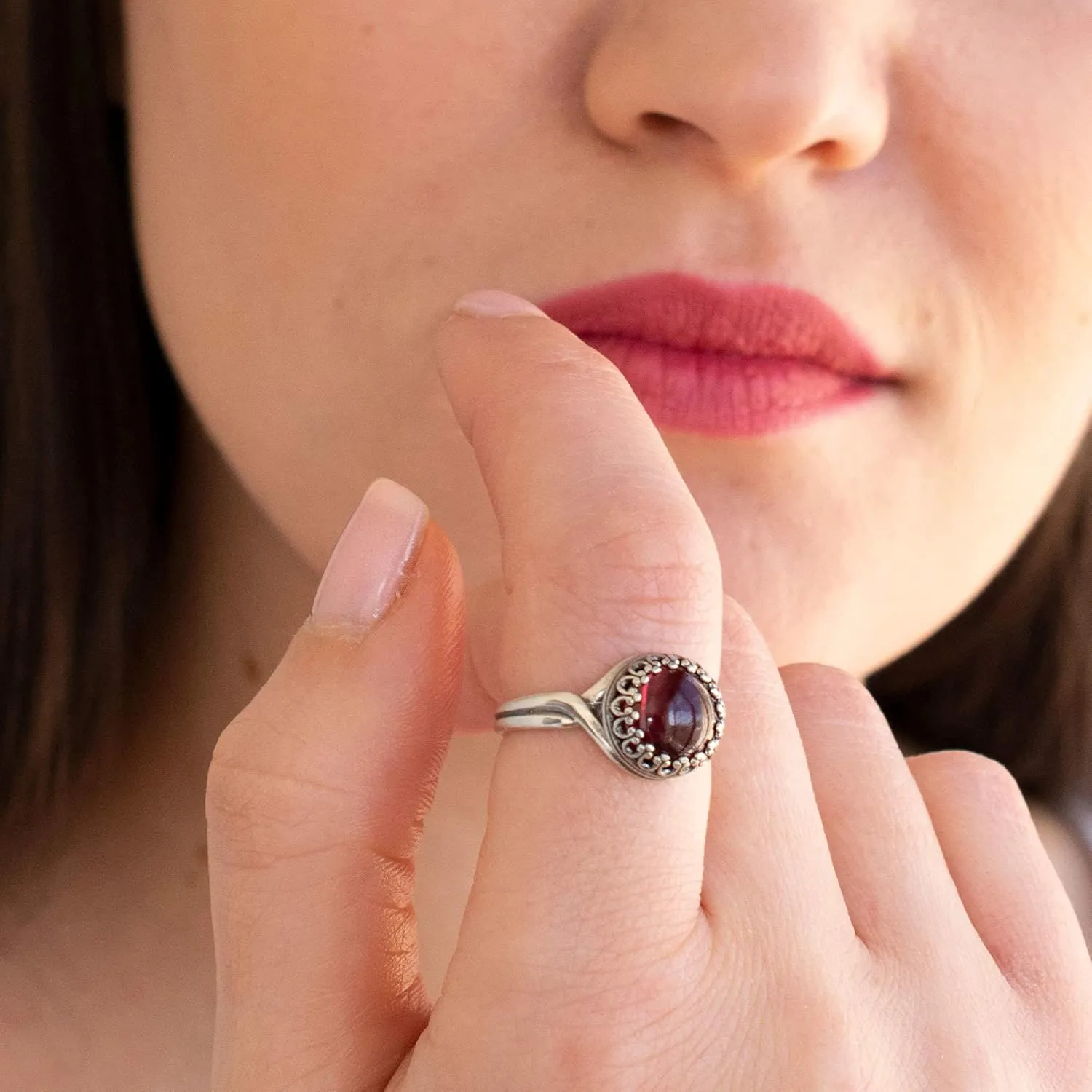 925 Sterling Silver Garnet Rings for Women - Anniversary Rings for Women - Sterling Silver Rings for Women - Dainty Sterling Silver Rings - Sterling Silver Garnet Ring - Anniversary Bands