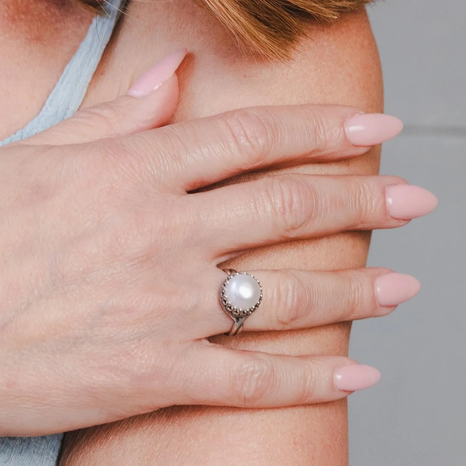 925 Sterling Silver Pearl Rings for Women - Anniversary Rings for Women - Sterling Silver Rings for Women - Dainty Sterling Silver Rings - Sterling Silver PearlRing - Anniversary Bands