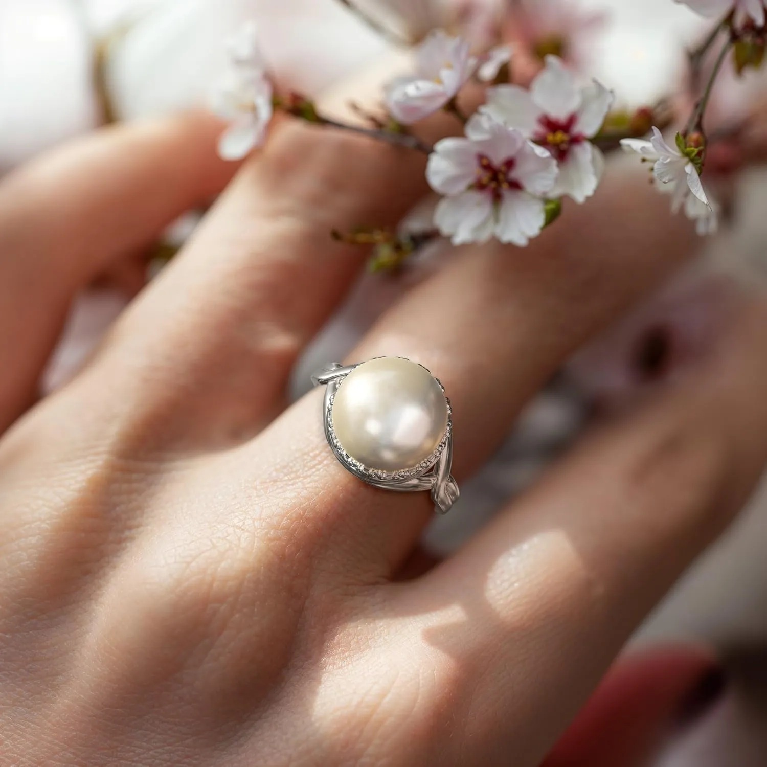 925 Sterling Silver Pearl Rings for Women - Anniversary Rings for Women - Sterling Silver Rings for Women - Dainty Sterling Silver Rings - Sterling Silver PearlRing - Anniversary Bands