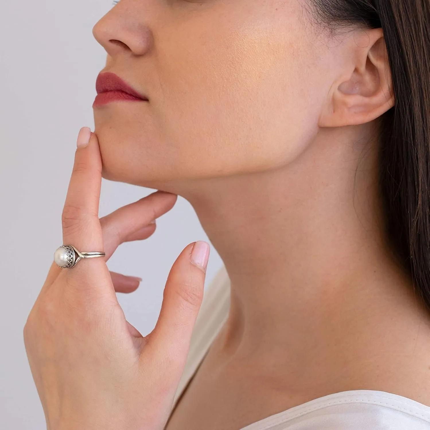 925 Sterling Silver Pearl Rings for Women - Anniversary Rings for Women - Sterling Silver Rings for Women - Dainty Sterling Silver Rings - Sterling Silver PearlRing - Anniversary Bands