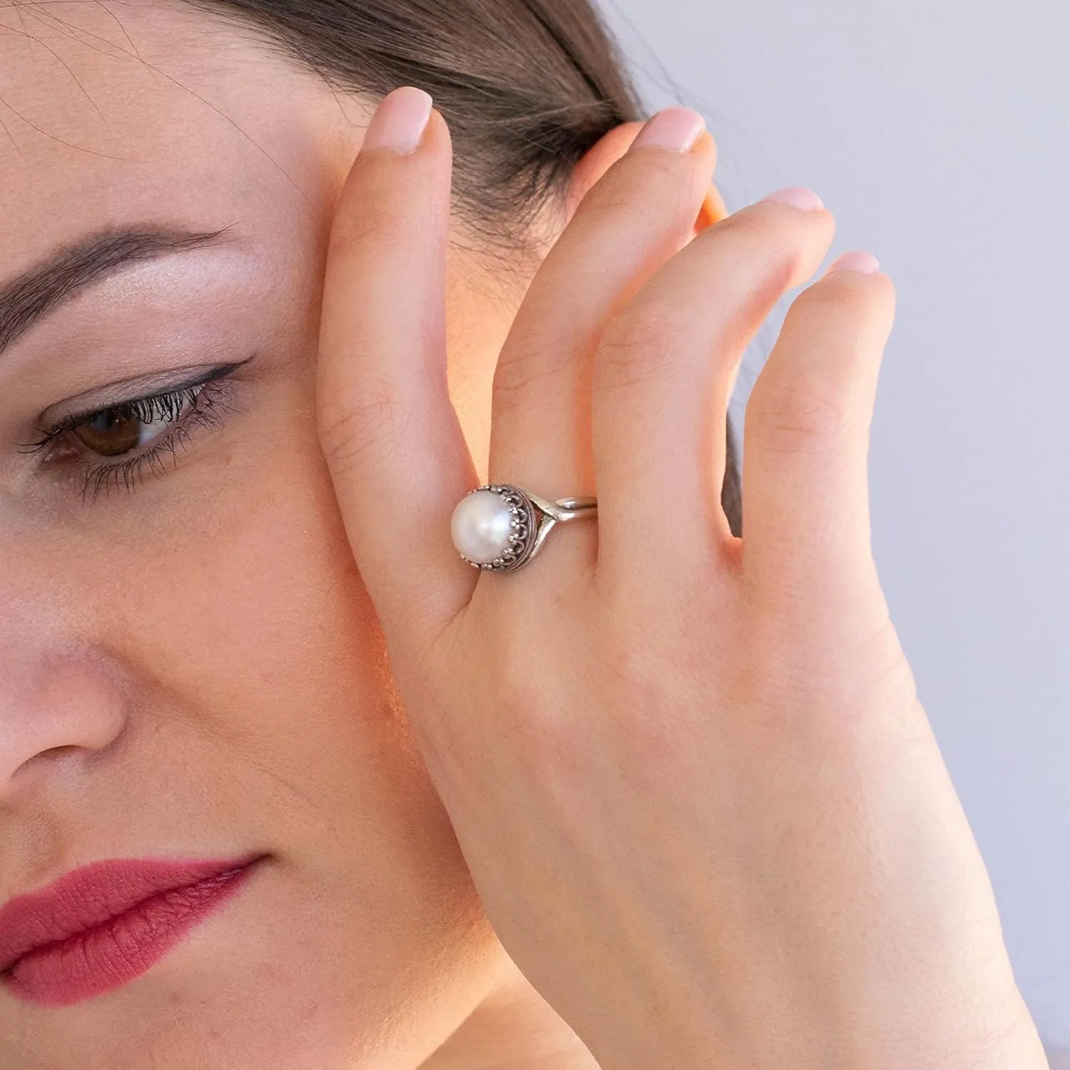 925 Sterling Silver Pearl Rings for Women - Anniversary Rings for Women - Sterling Silver Rings for Women - Dainty Sterling Silver Rings - Sterling Silver PearlRing - Anniversary Bands
