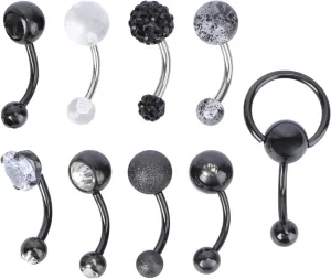 9Pcs Delicate Belly Button Rings Mixed and Zircon Navel Jewelry for Body Piercing Stylish and Elegant Adornment for Women