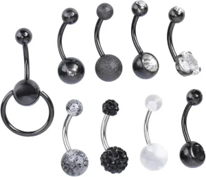 9Pcs Zircon Navel Piercings Adornment Belly Button Rings Jewelry for Women Comfortable and Durable Body Piercing Accessories Elegant and Chic Design