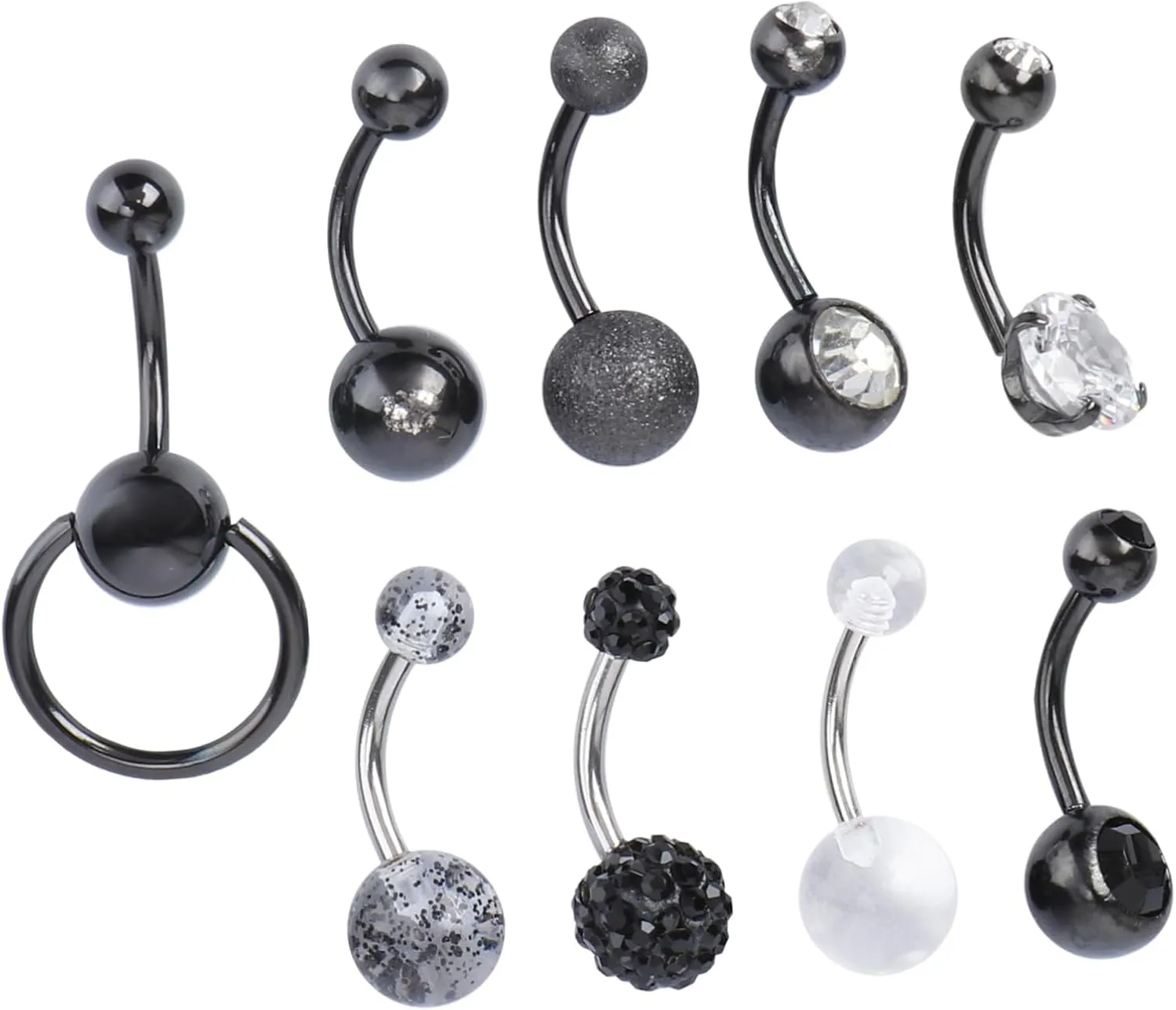 9Pcs Zircon Navel Piercings Adornment Belly Button Rings Jewelry for Women Comfortable and Durable Body Piercing Accessories Elegant and Chic Design
