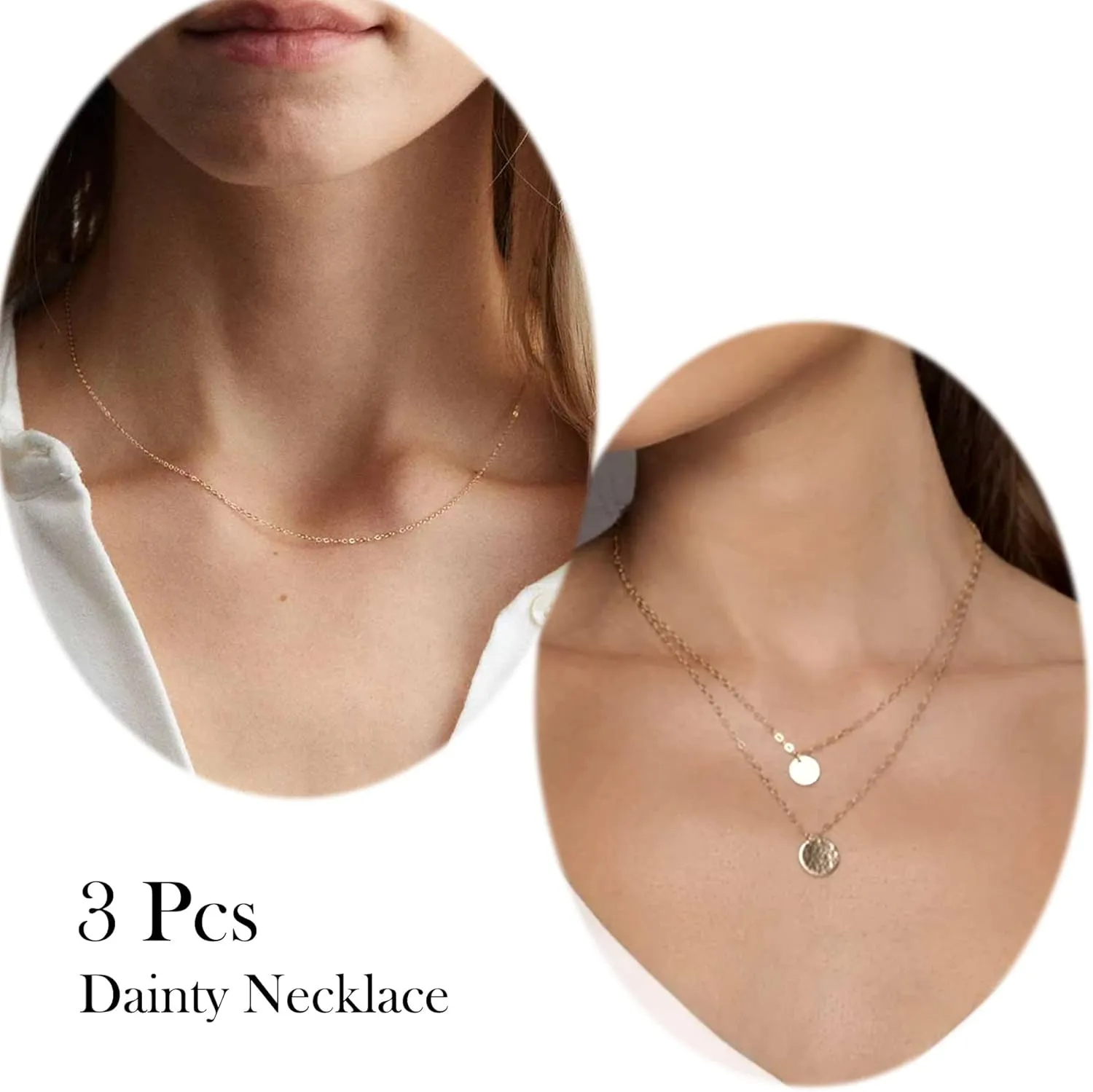 Aisansty Dainty Layered Choker Necklaces Handmade Coin Tube Star Pearl Pendant Multilayer Adjustable Layering Chain Gold Plated Necklaces Set for Women