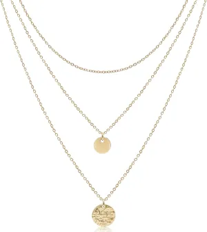 Aisansty Dainty Layered Choker Necklaces Handmade Coin Tube Star Pearl Pendant Multilayer Adjustable Layering Chain Gold Plated Necklaces Set for Women