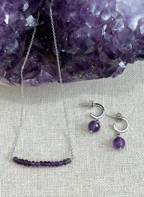 Amethyst & Silver drop Earrings