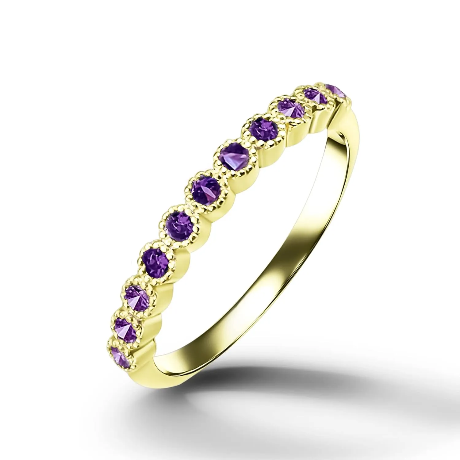 Amethyst Ring - February Birthstone - Stacking Ring - Gold Ring - Half Eternity Ring - Purple Ring - Dainty Ring - Simple Ring - Delicate Ring