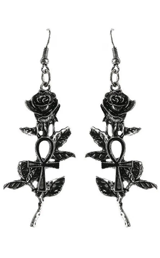 Ankh Roses Earrings | Silver