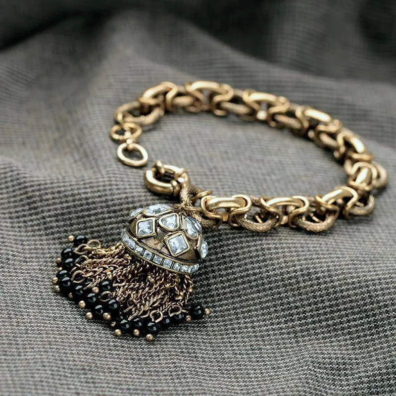 Antique Gold Color Tassel Bracelet Bangles