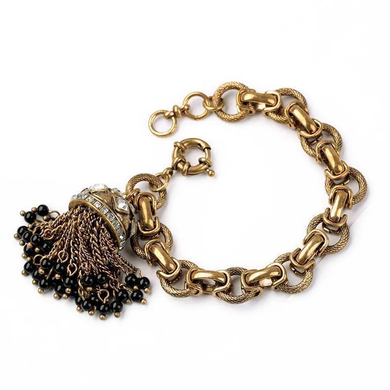 Antique Gold Color Tassel Bracelet Bangles