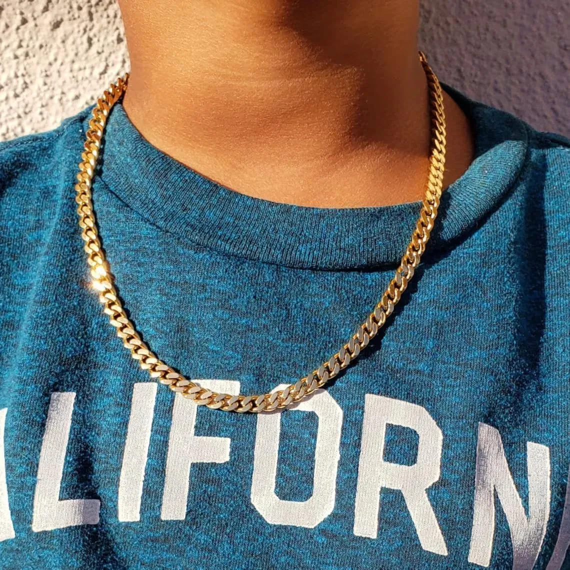 ASCOMY 3/5mm Gold Necklace for Men | 14K Gold Plated Chain Necklace for Men Cut Cuban Link Curb Chain Necklace for Women Men Cross Necklace Simple Jewelry Gift for Men Available in 18/20/22/24/30 inch