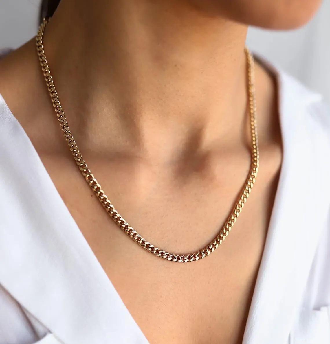 ASCOMY 3/5mm Gold Necklace for Men | 14K Gold Plated Chain Necklace for Men Cut Cuban Link Curb Chain Necklace for Women Men Cross Necklace Simple Jewelry Gift for Men Available in 18/20/22/24/30 inch