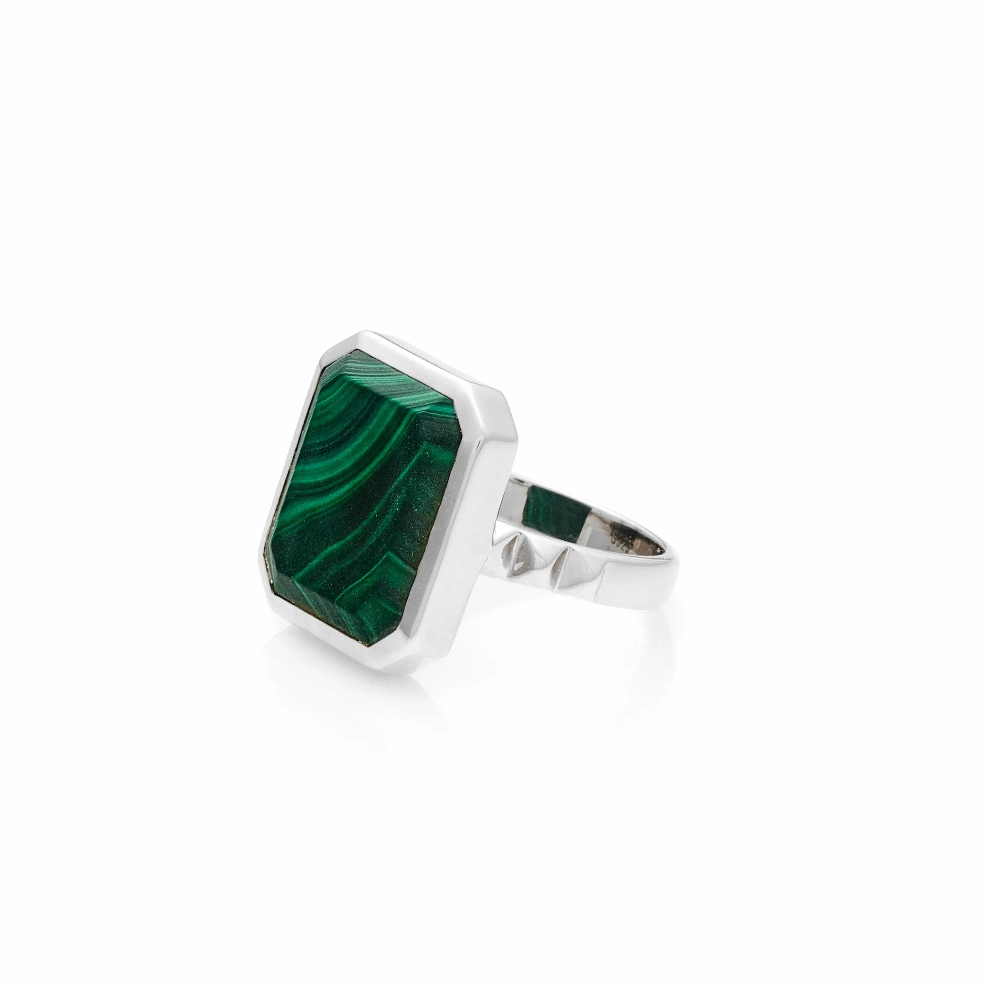Athena / Ring / Green Malachite   Silver