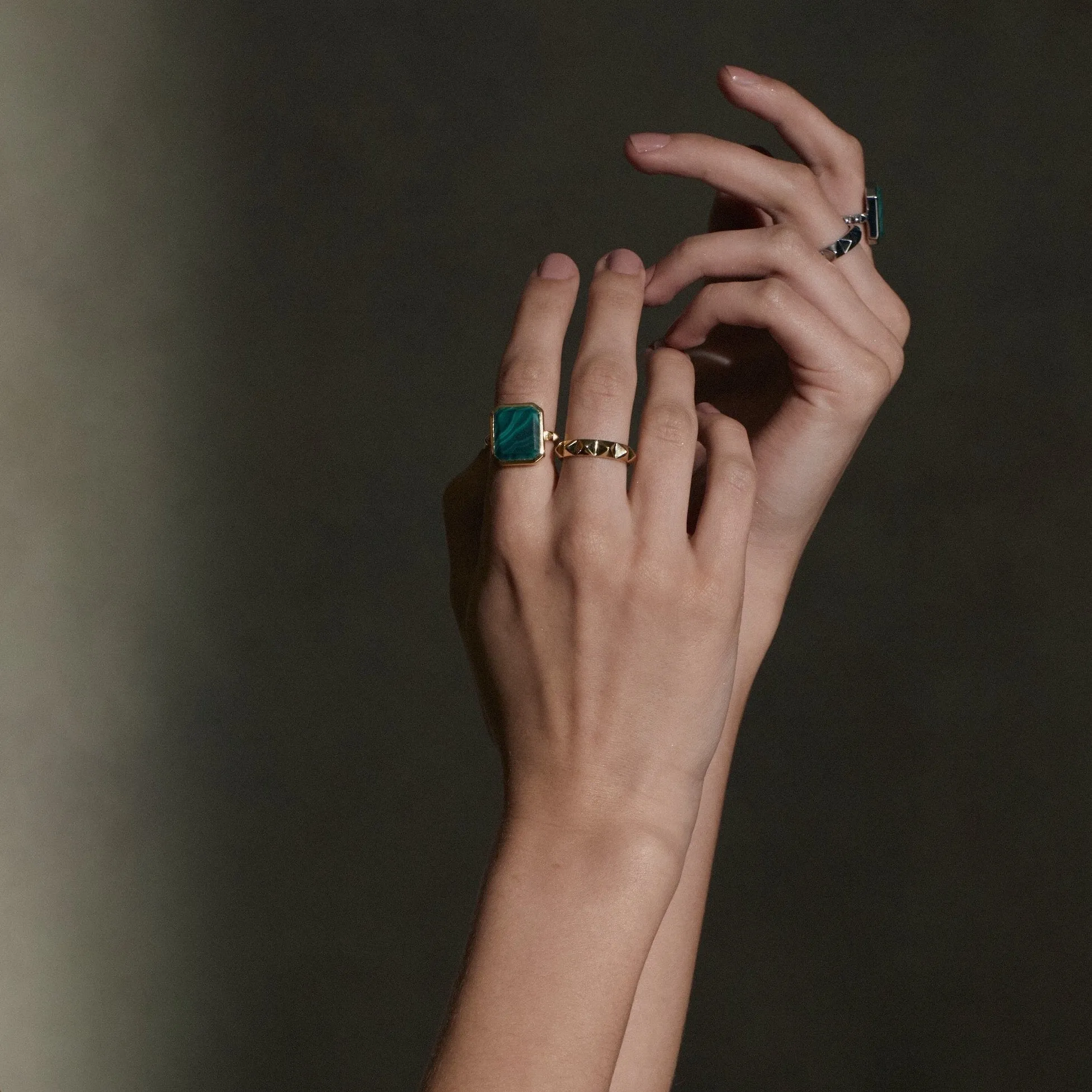 Athena / Ring / Green Malachite   Silver