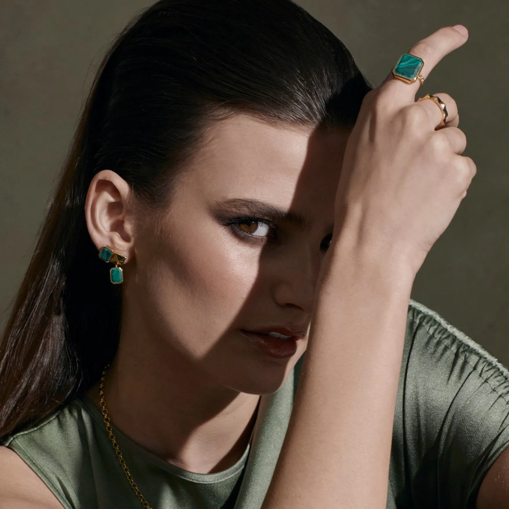 Athena / Ring / Green Malachite   Silver