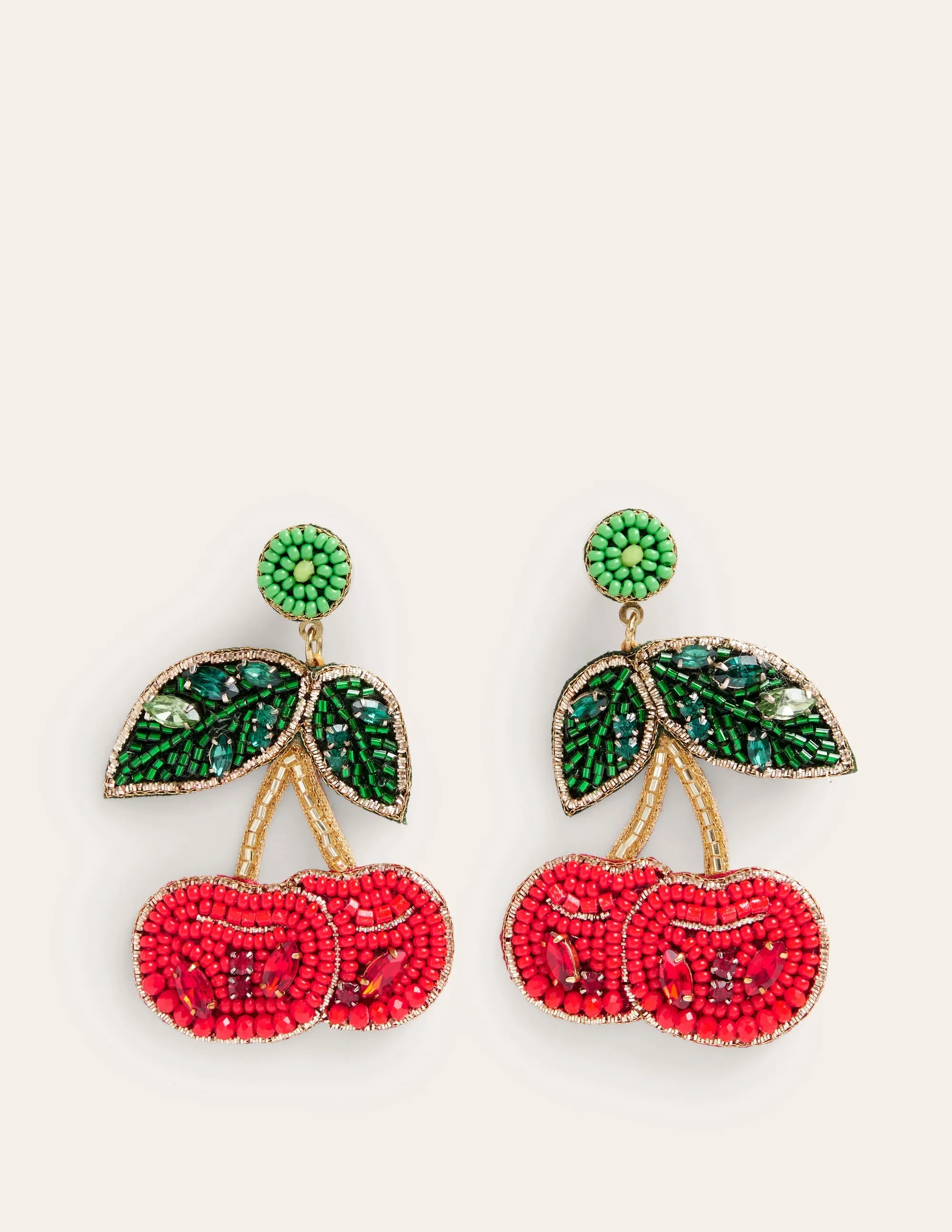 Beady Motif Earrings-Cherry