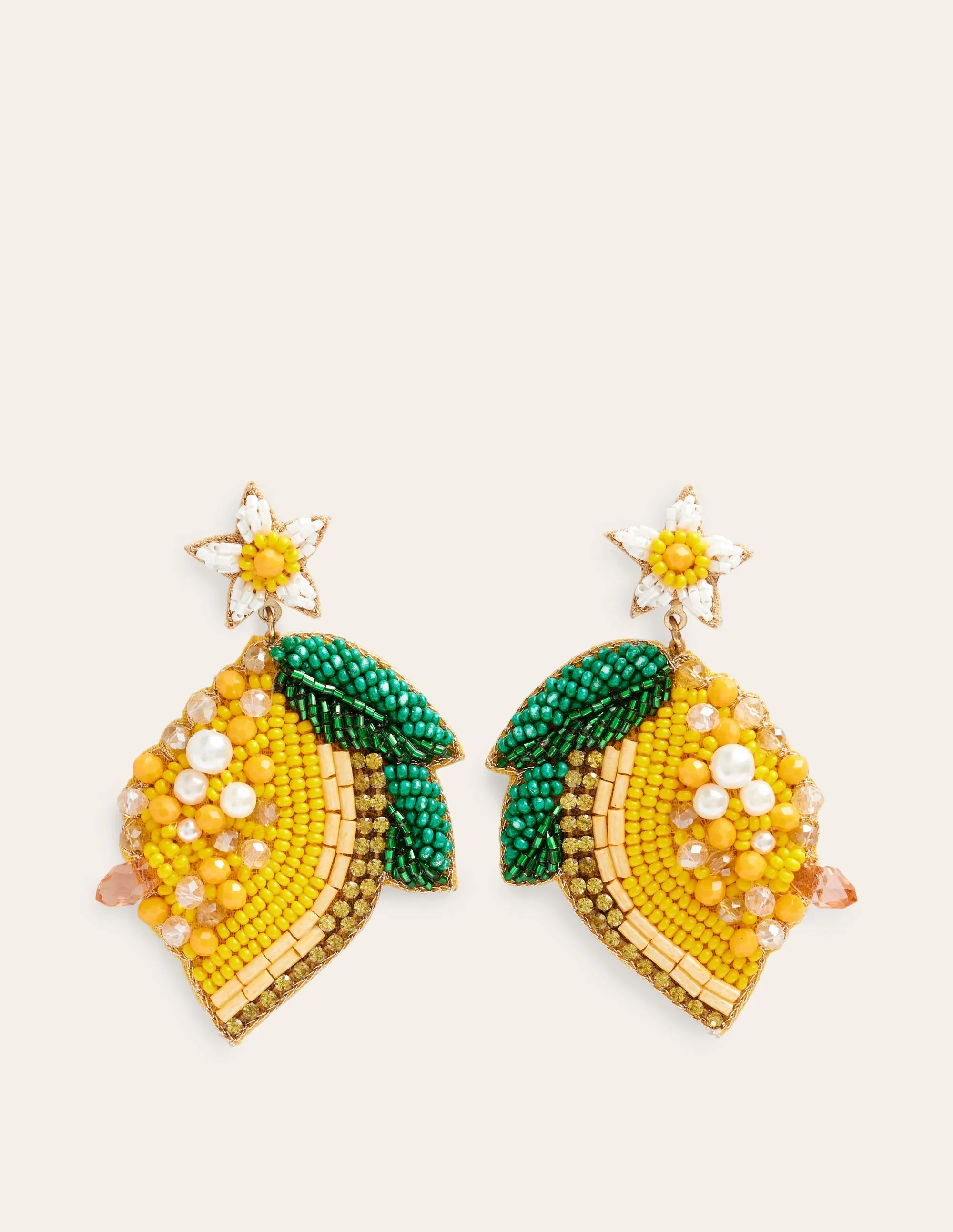 Beady Motif Earrings-Lemons