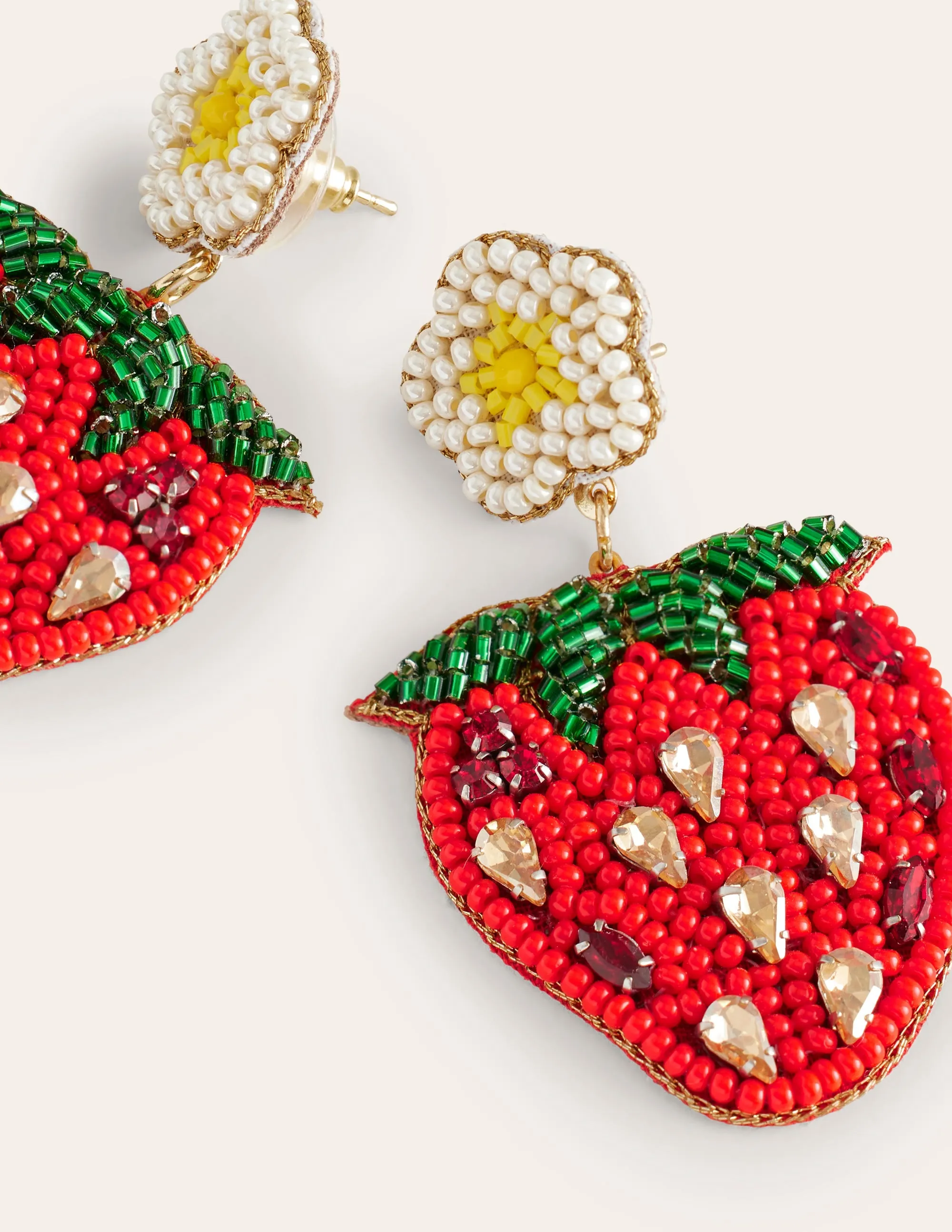 Beady Motif Earrings-Strawberry