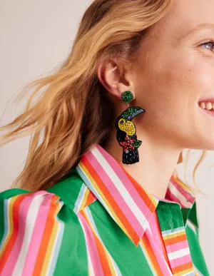 Beady Motif Earrings-Toucan