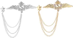Beaupretty 2Pcs Wing Brooch Stylish Star Theme Corsage for Clothing Accessories Elegant Decorative Pins for Women for Suits and Bags
