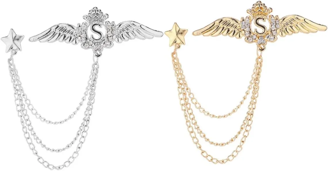 Beaupretty 2Pcs Wing Brooch Stylish Star Theme Corsage for Clothing Accessories Elegant Decorative Pins for Women for Suits and Bags