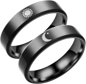 Beaupretty Couples Ring Set Sun Moon Stainless Steel Promise Rings for Boyfriend Girlfriend