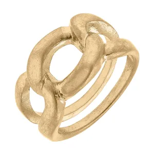 Beckham Statement Ring in Worn Gold