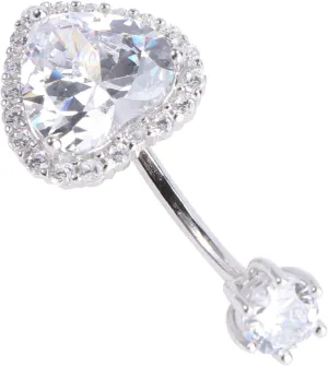 Belly Button Ring Big Jewel Navel Button Ring Comfortable Sterling Silver Piercing Jewelry for Women