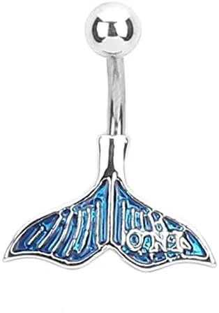 Belly Button Rings Stainless Steel Belly Rings for Women Mermaid Scale Tail Dangle Navel Rings Piercing Jewelry Belly for Women