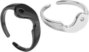 BESPORTBLE 1 Pair Couple Yin Yang Rings Elegant Matching Engagement Jewelry for Lovers Minimalist Design Comfortable Wear Present for Special Occasions